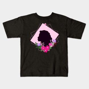 Big Curly Afro Natural Hair Black Woman Kids T-Shirt